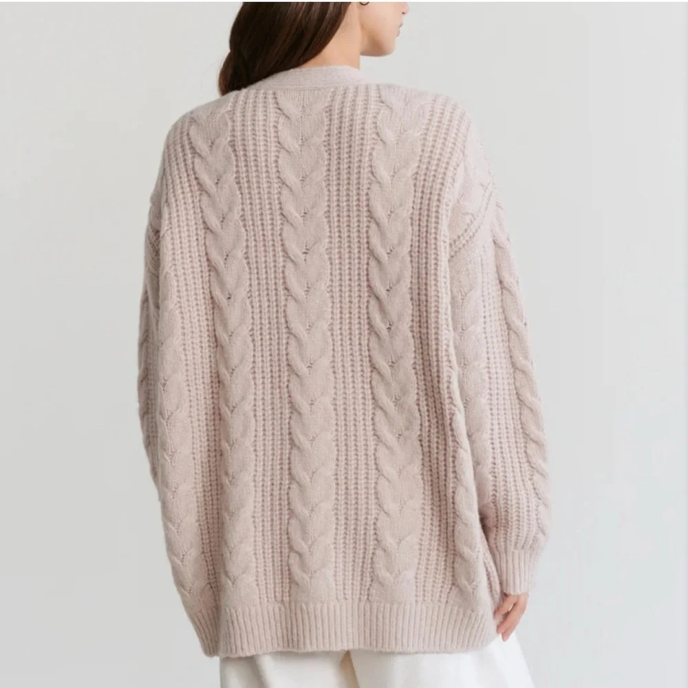 JENNI KAYNE Cable Cocoon Cardigan XS 27” P2P Blush $395 Retail NWT - Picture 9 of 12